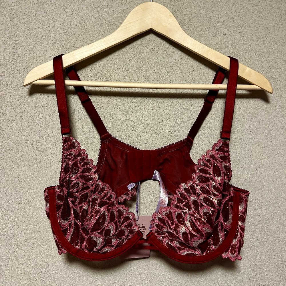 Savage x Fenty Red Floral Lace Unlined Bra